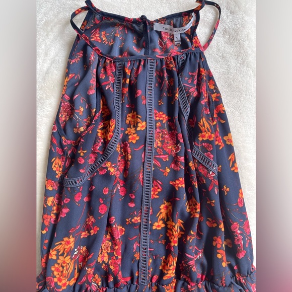 Collective Concepts Blue & Orange Crochet Trim Romper Small - Picture 2 of 5